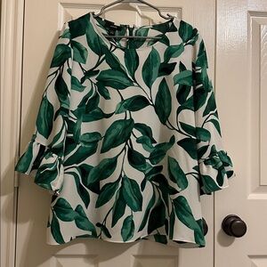 Alfani Green Leaf Print Blouse